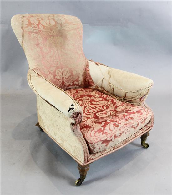 A Victorian mahogany deep seat armchair